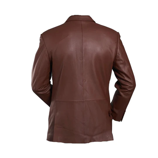 Brown leather blazer