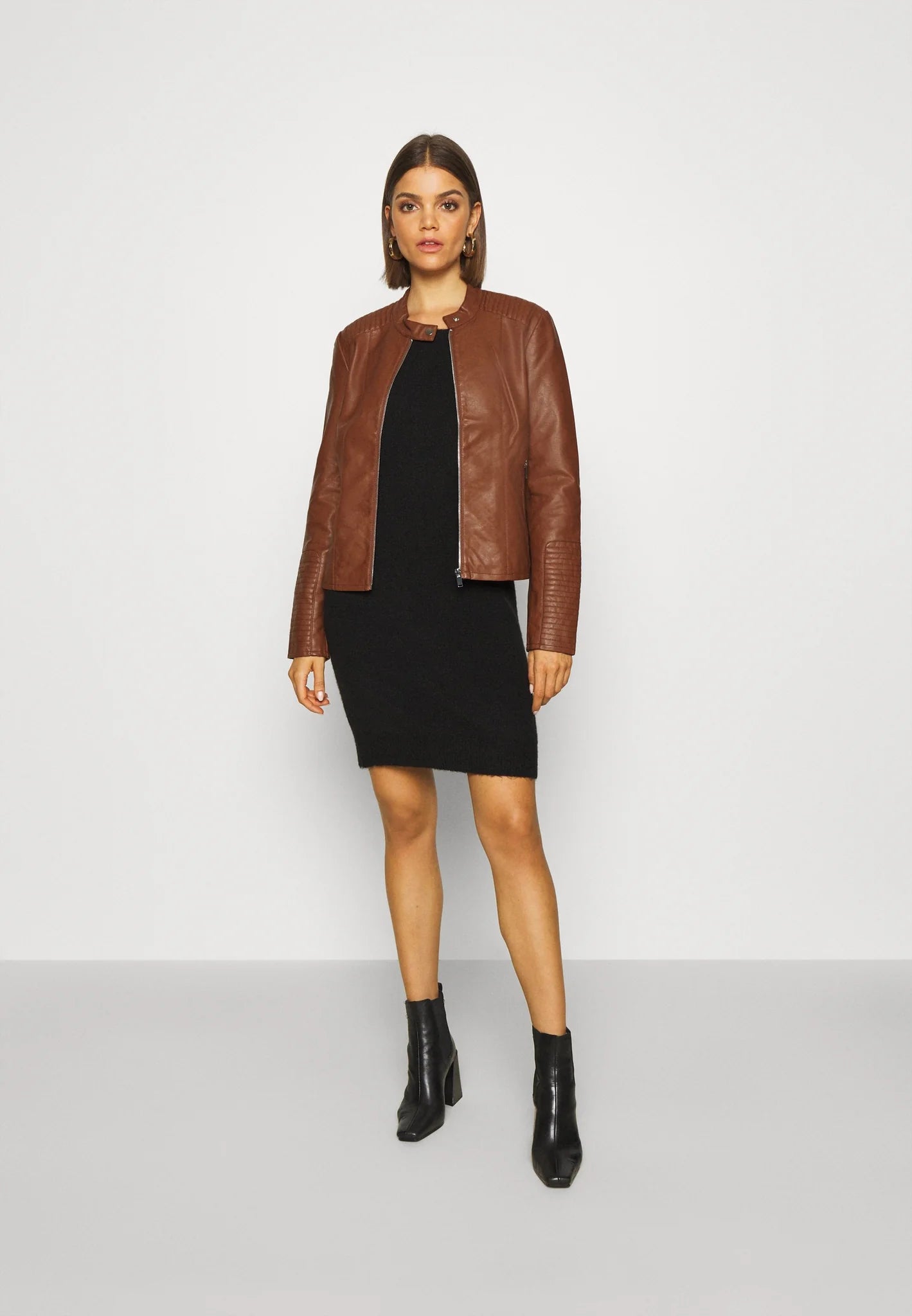 Women’s Chocolate Brown Leather Biker Jacket