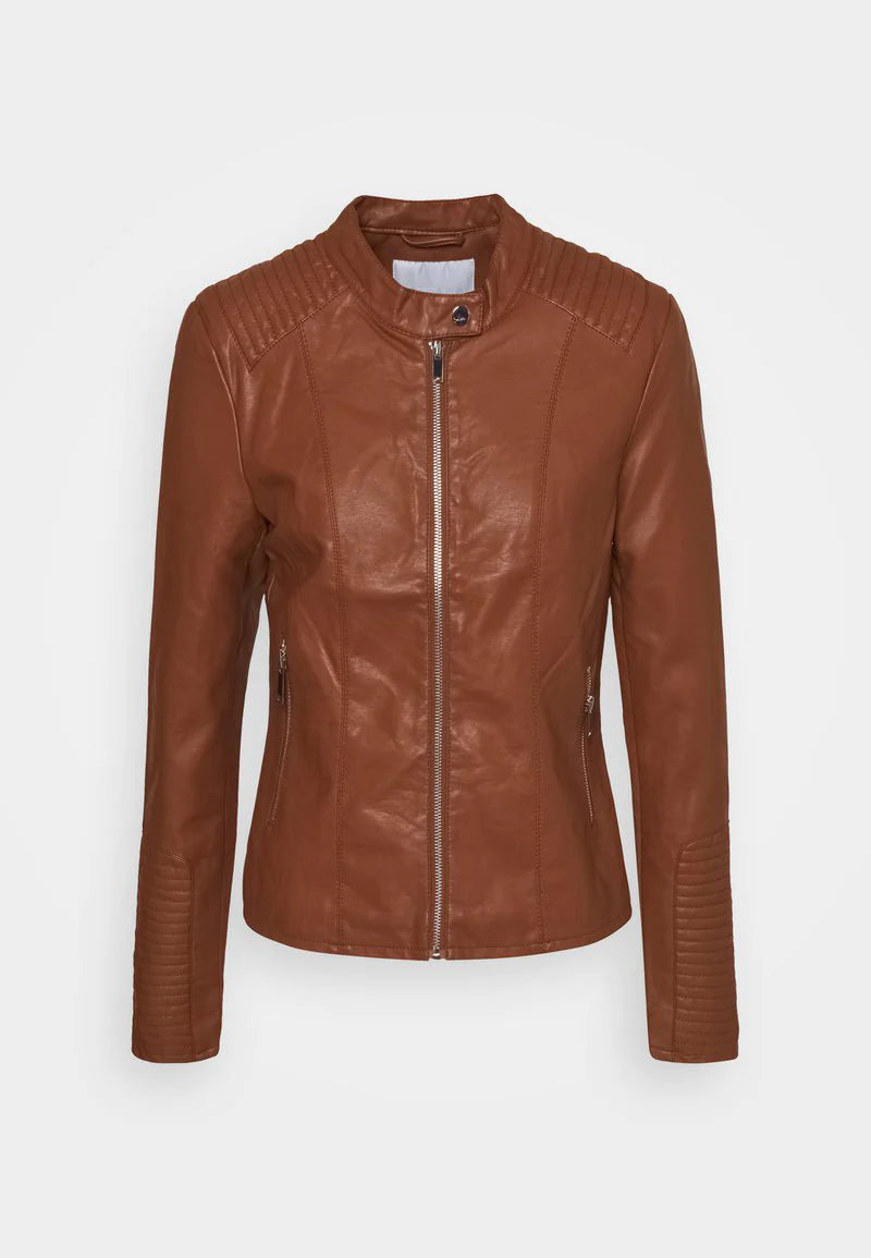 Women’s Chocolate Brown Leather Biker Jacket