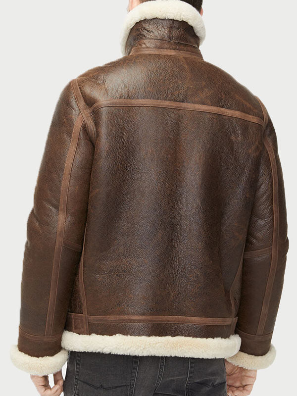 ALEX BROWN SHEEPSKIN SHEARLING AVIATOR LEATHER JACKET