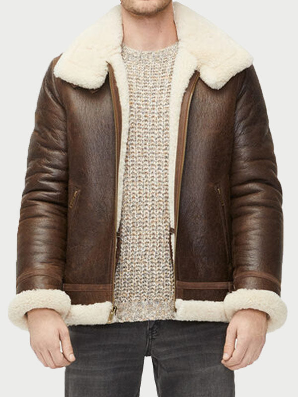 ALEX BROWN SHEEPSKIN SHEARLING AVIATOR LEATHER JACKET