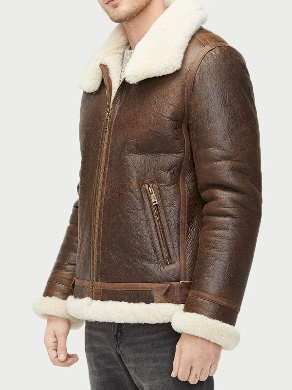 ALEX BROWN SHEEPSKIN SHEARLING AVIATOR LEATHER JACKET