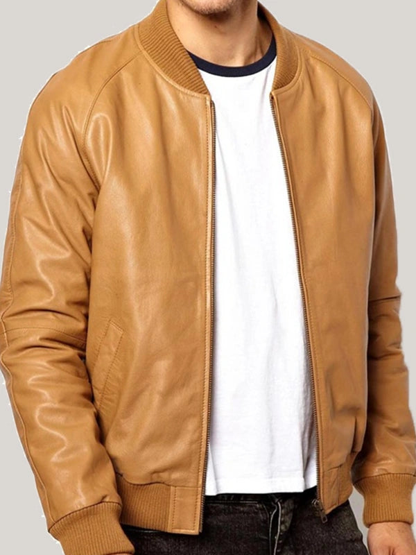 CASUAL TAN BROWN BOMBER JACKET