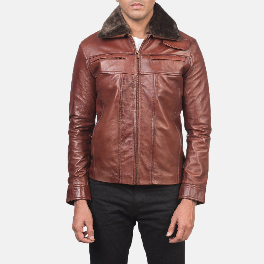 Evan Hart Fur Brown Leather Jacket