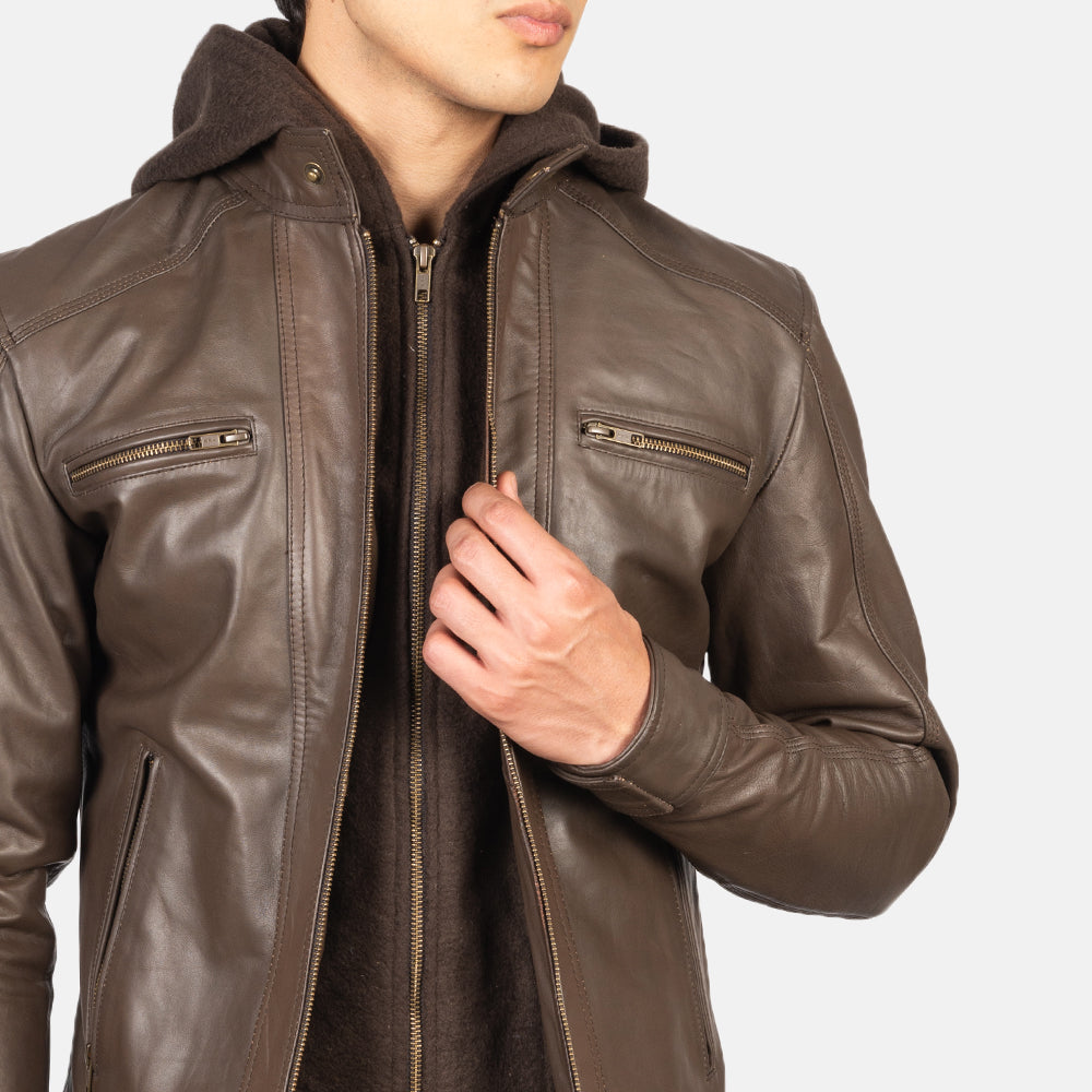 Hector Hooded Leather Biker Jacket