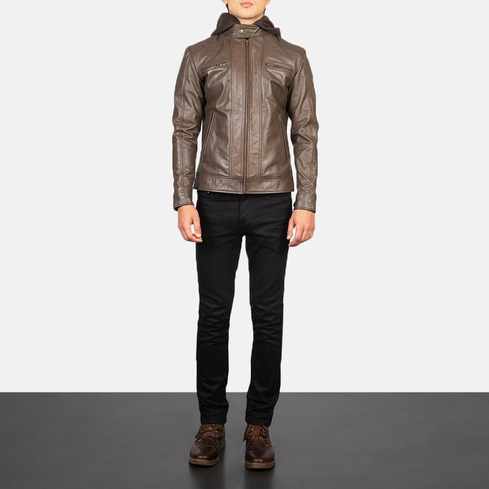 Hector Hooded Leather Biker Jacket