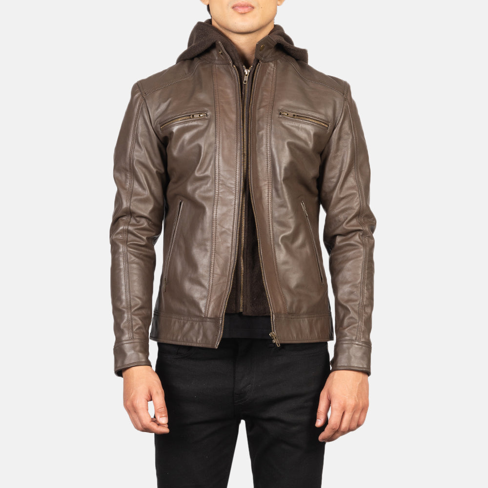 Hector Hooded Leather Biker Jacket