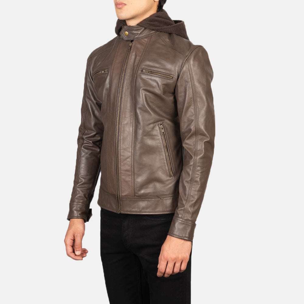 Hector Hooded Leather Biker Jacket