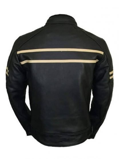 MEN’S BLACK RETRO LEATHER BIKER JACKET