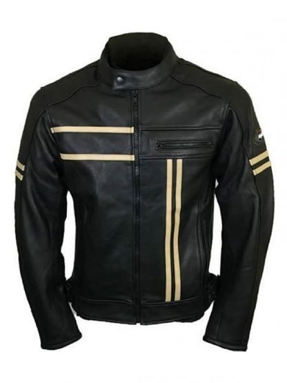 MEN’S BLACK RETRO LEATHER BIKER JACKET