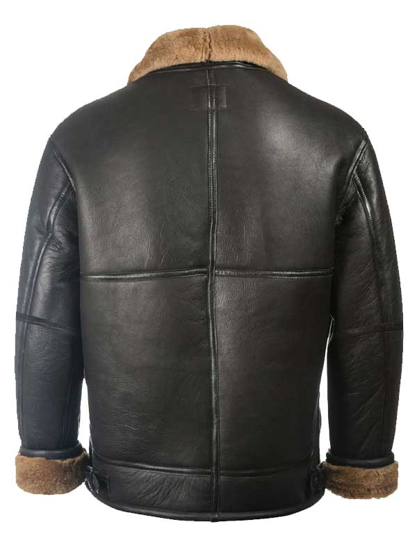 MEN’S BLACK SHEEPSKIN LEATHER SHEARLING JACKET