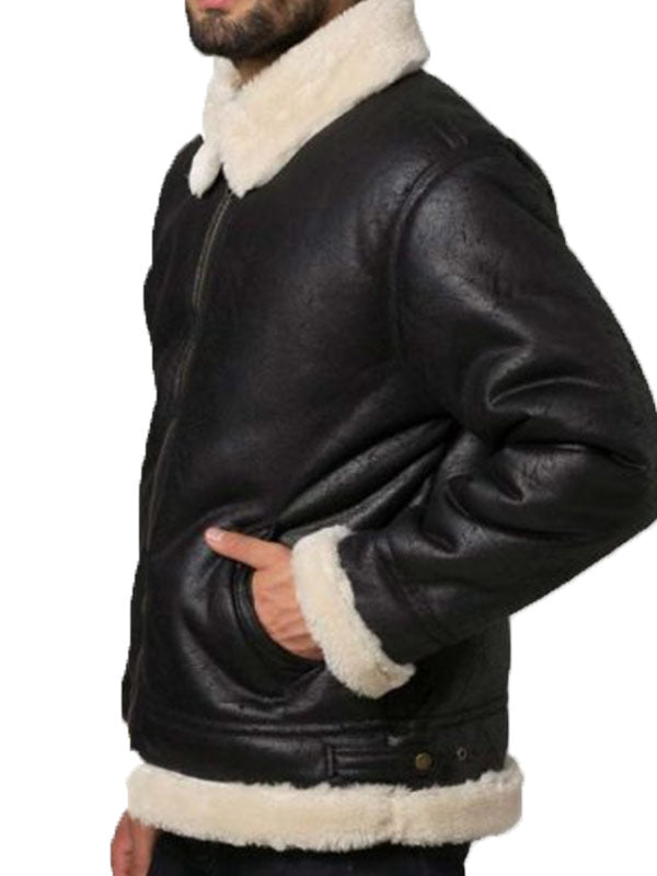 MENS BOMBER AVIATOR SHEARLING JACKET