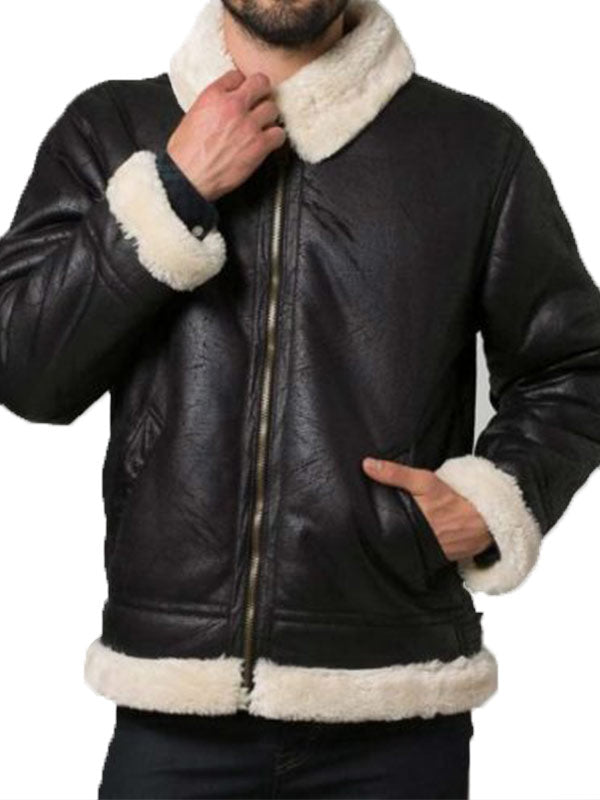 MENS BOMBER AVIATOR SHEARLING JACKET