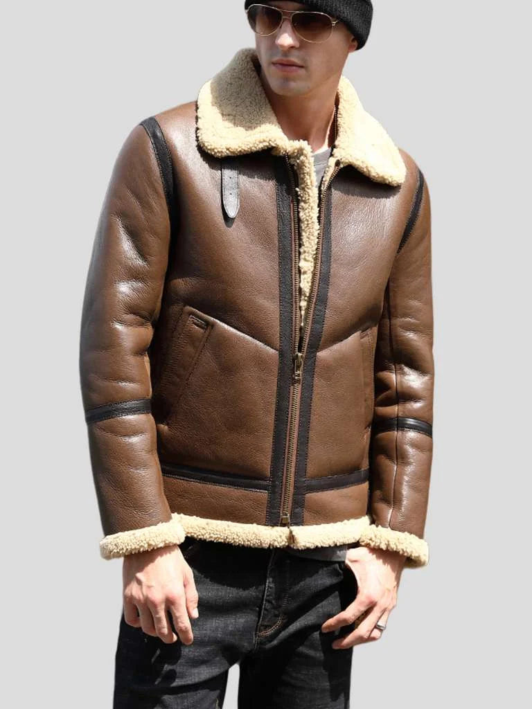 Men’s Brown Aviator Leather Jacket