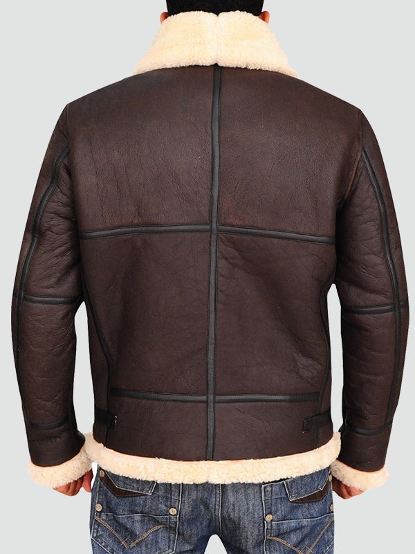 MENS BOMBER LEATHER AVIATOR SHEARLING JACKET