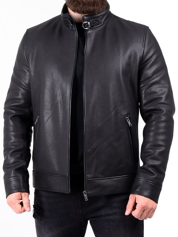 MENS GENUINE LEATHER BIKER JACKET