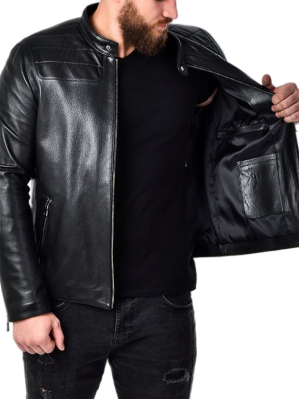 MEN’S REAL LEATHER BIKER JACKET