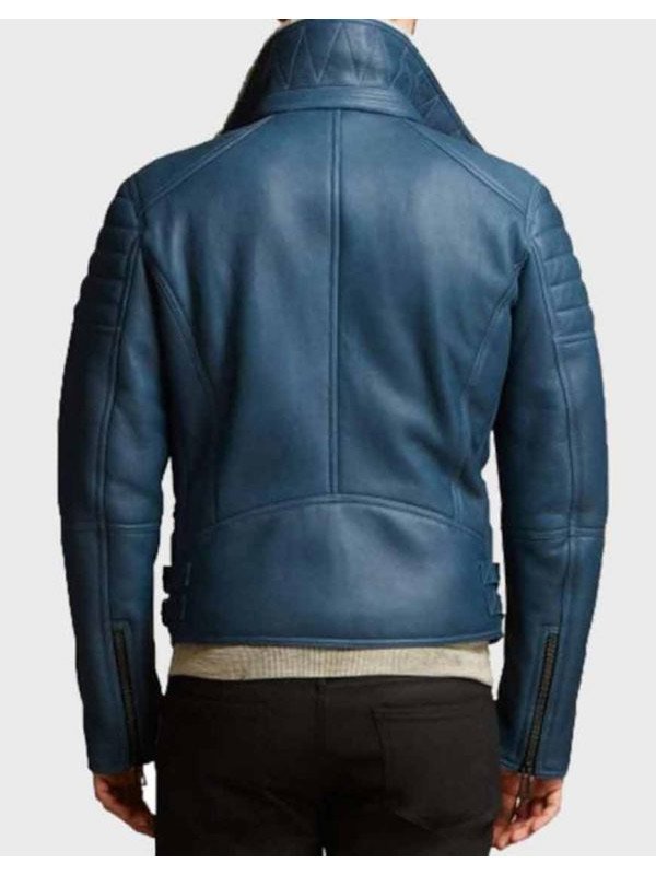 MEN’S ASYMMETRICAL SHEARLING LEATHER JACKET