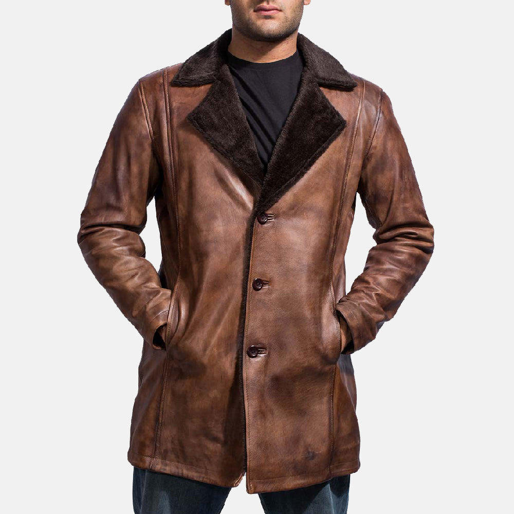 Cinnamon Distressed Leather Fur Coat – KFR TRADERS