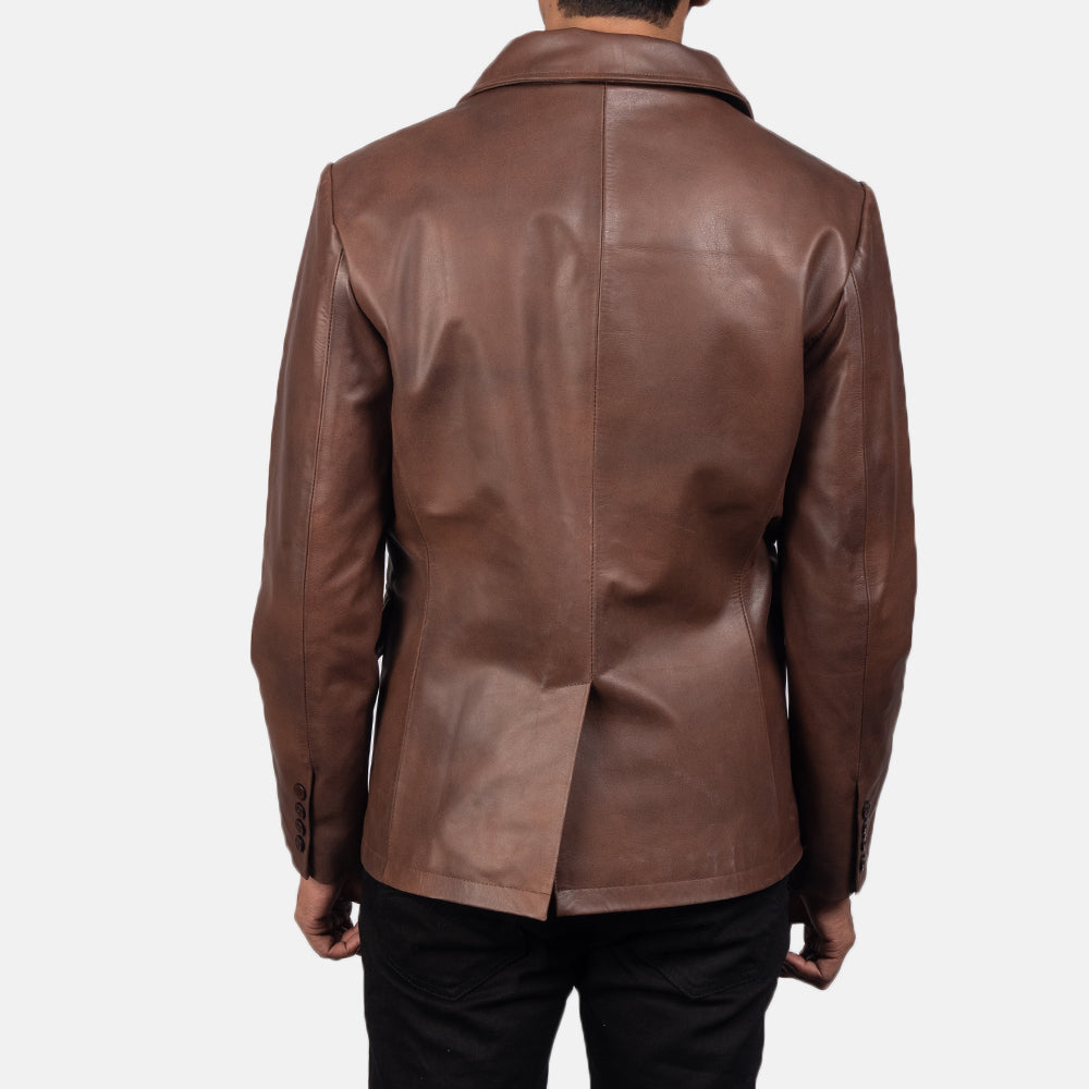 Mr. Bailey Brown Leather Naval Peacoat