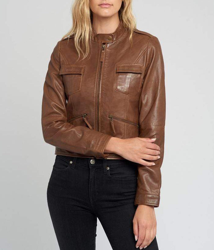 Indiana Brown Cafe Racer Women’s Leather Jacket