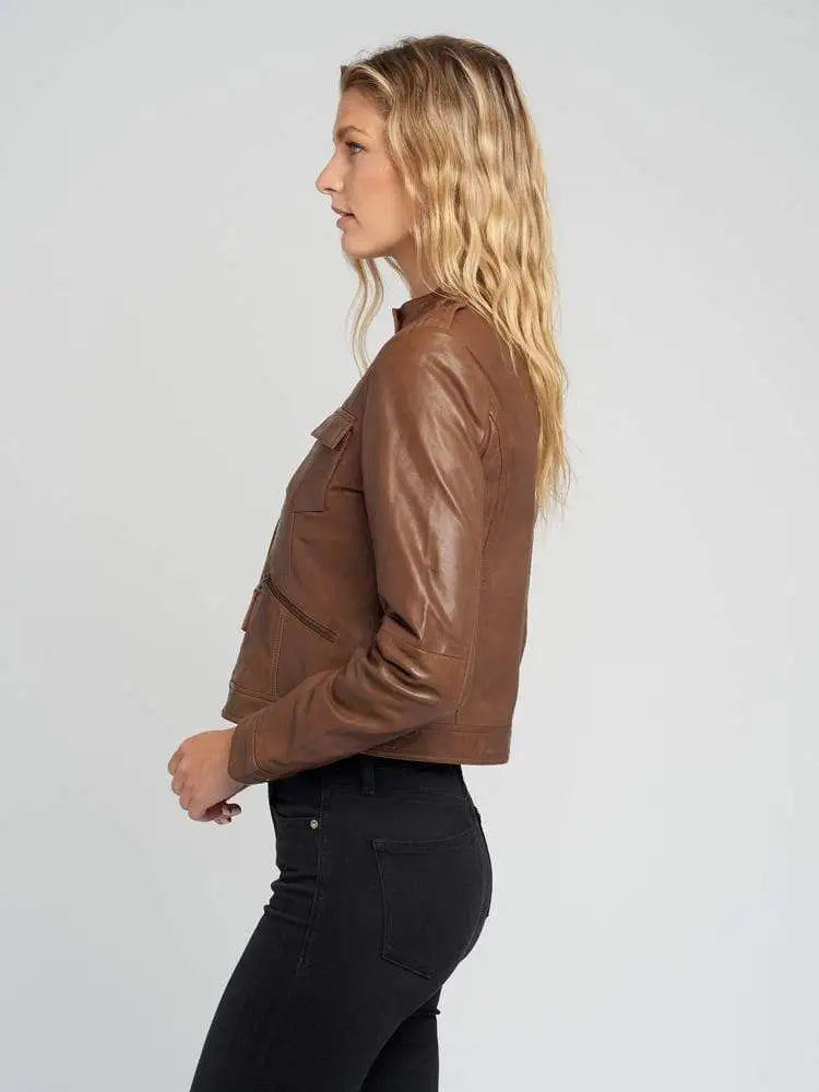 Indiana Brown Cafe Racer Women’s Leather Jacket