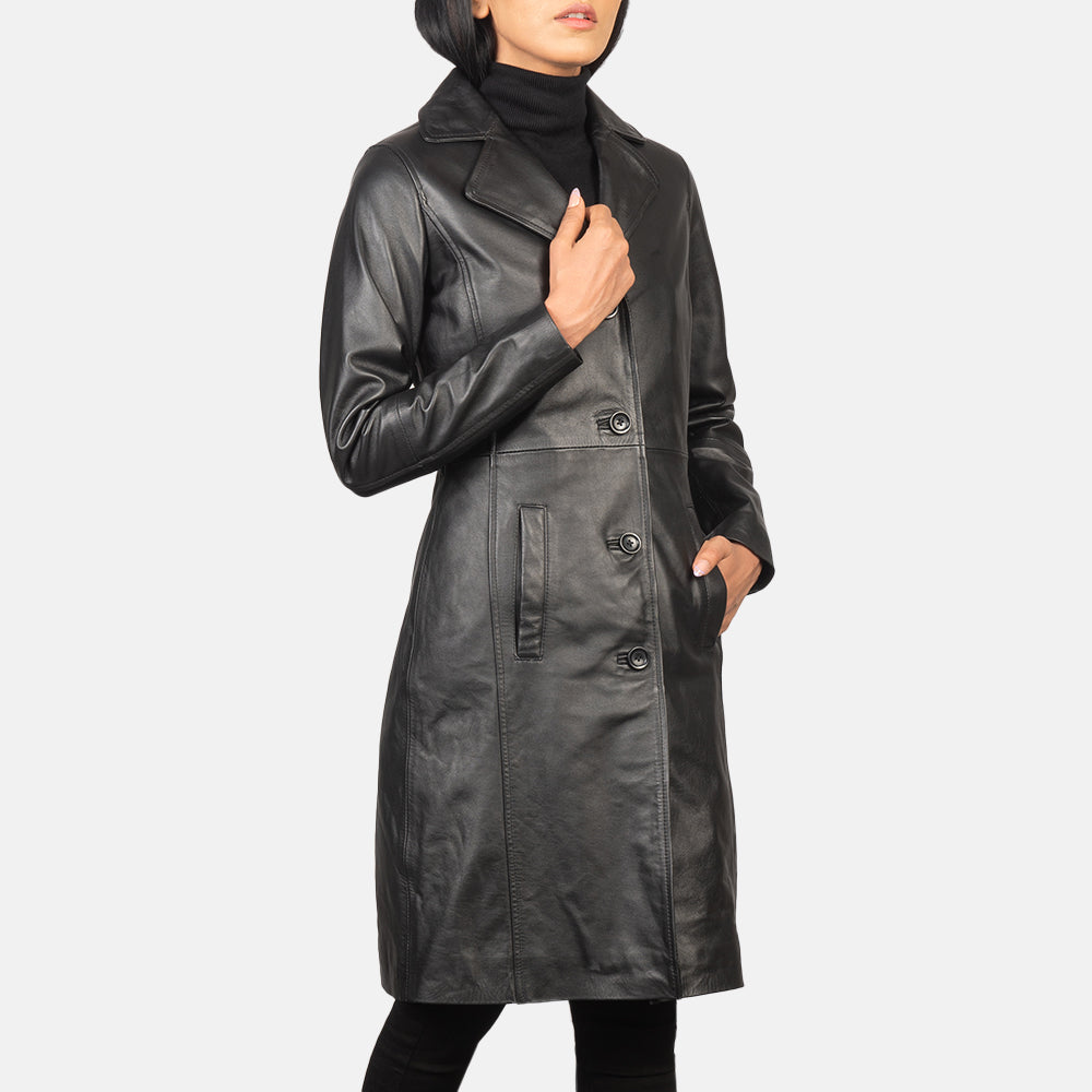 Alexis Single Breasted Leather Coat