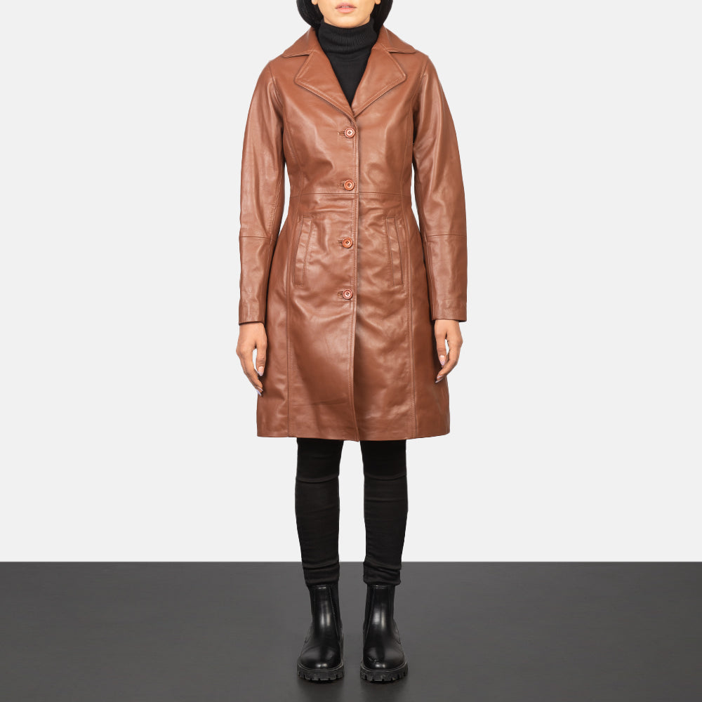 Alexis Single Breasted Leather Coat