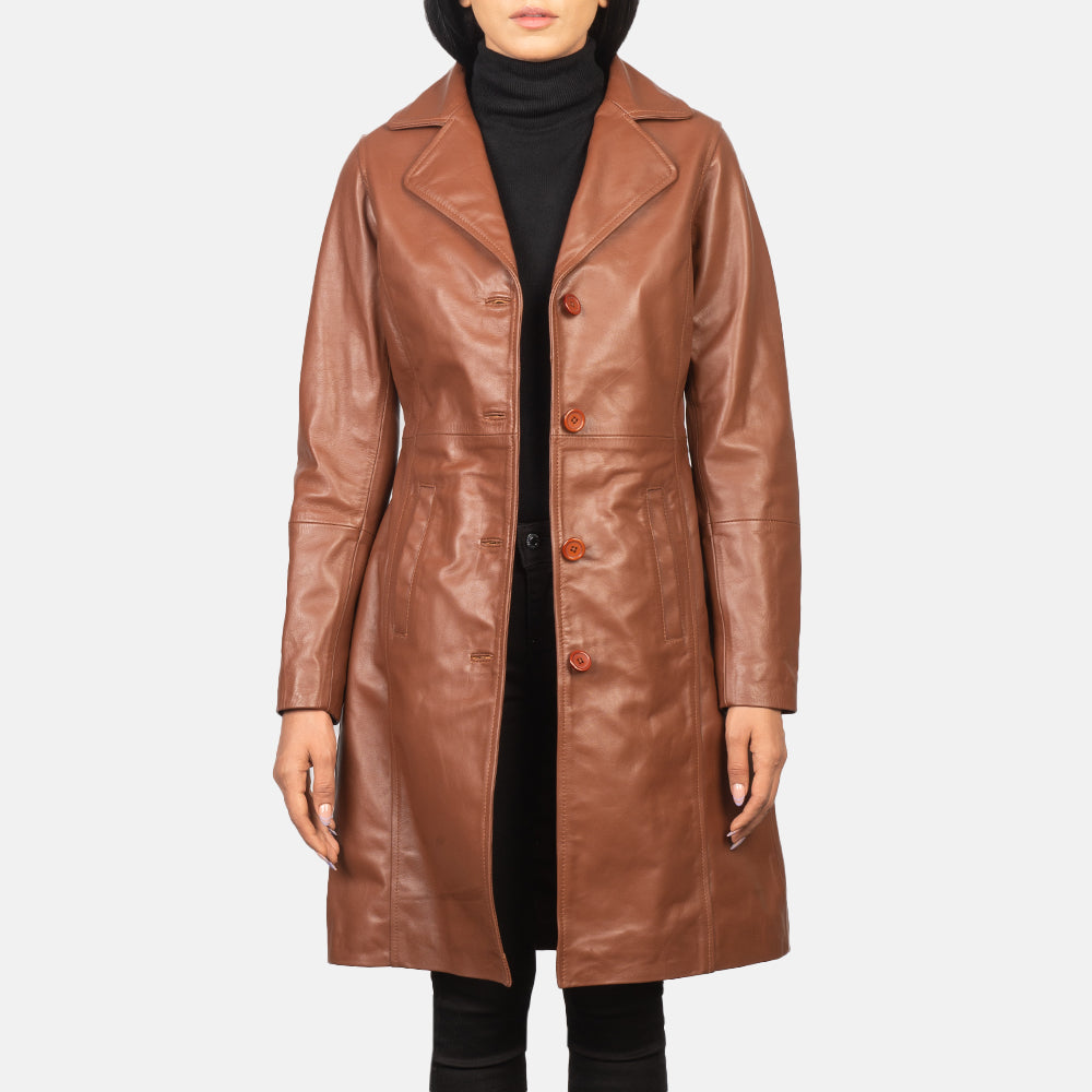 Alexis Single Breasted Leather Coat