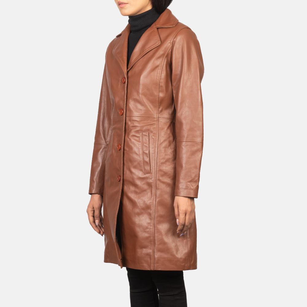 Alexis Single Breasted Leather Coat