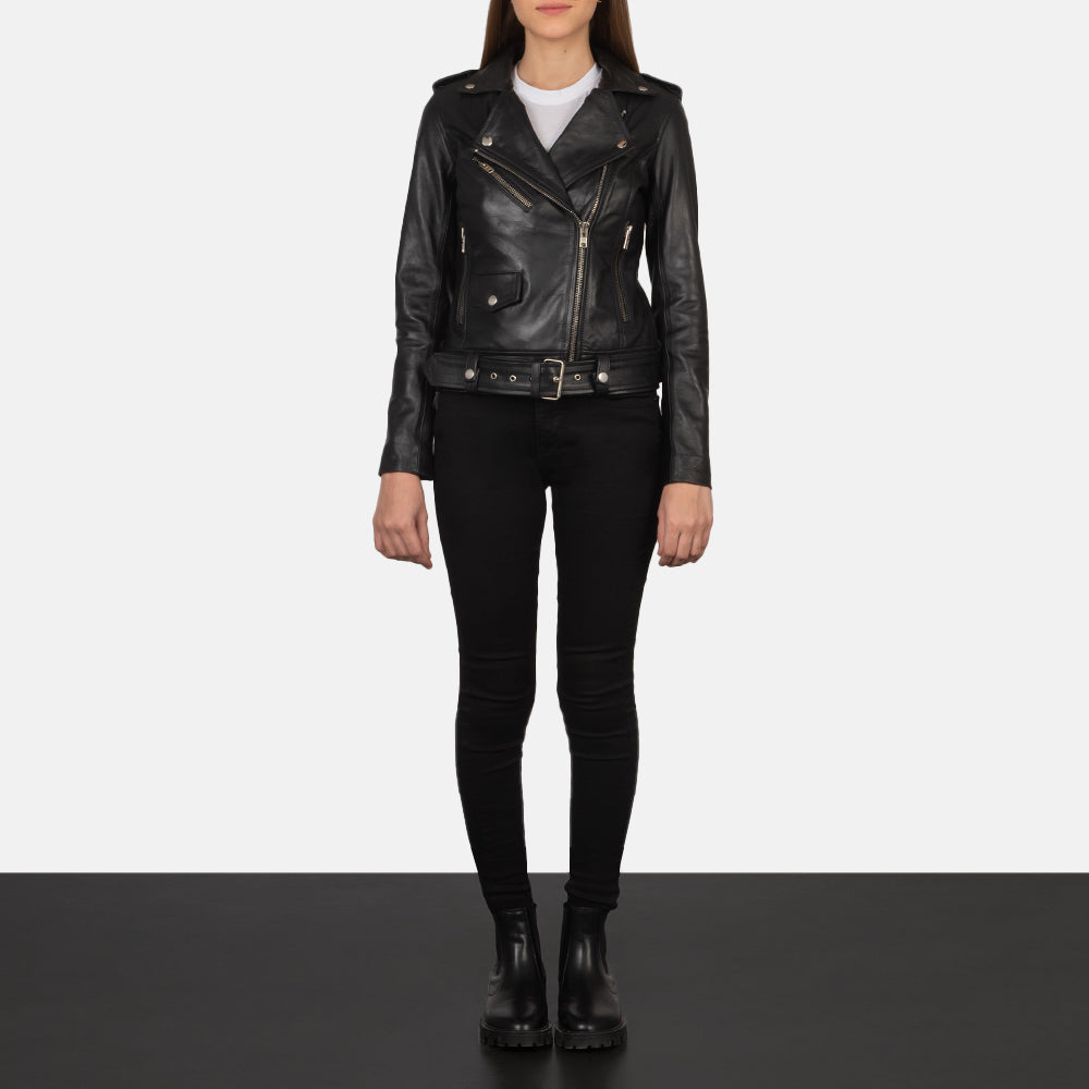 Alison Black Leather Biker Jacket