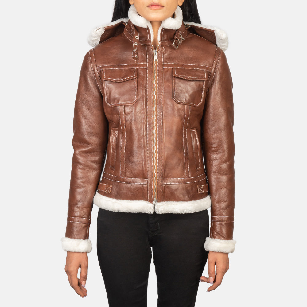 Fiona Hooded Shearling Leather Jacket