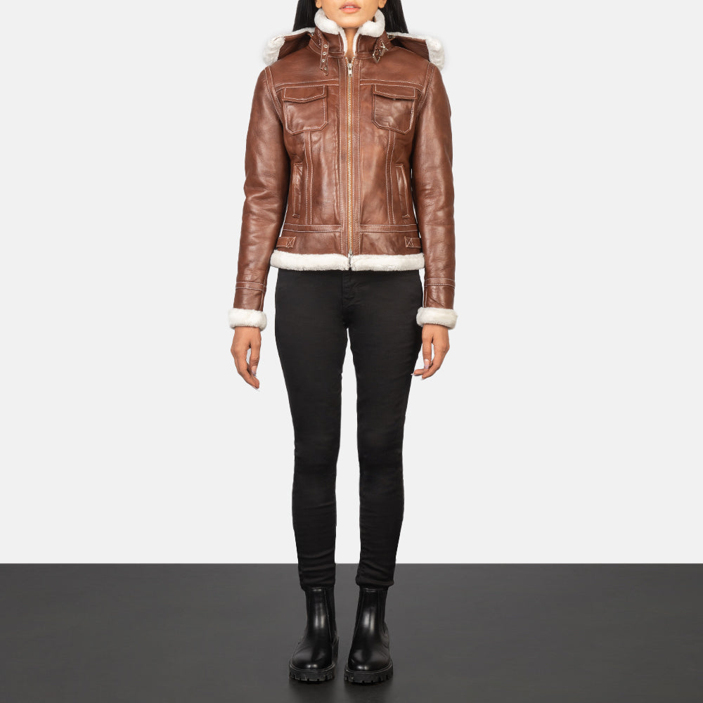 Fiona Hooded Shearling Leather Jacket