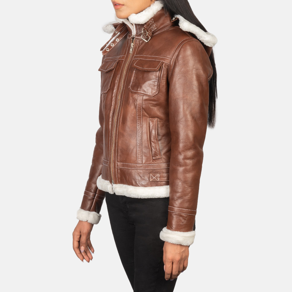 Fiona Hooded Shearling Leather Jacket