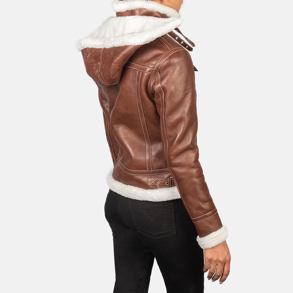 Fiona Hooded Shearling Leather Jacket