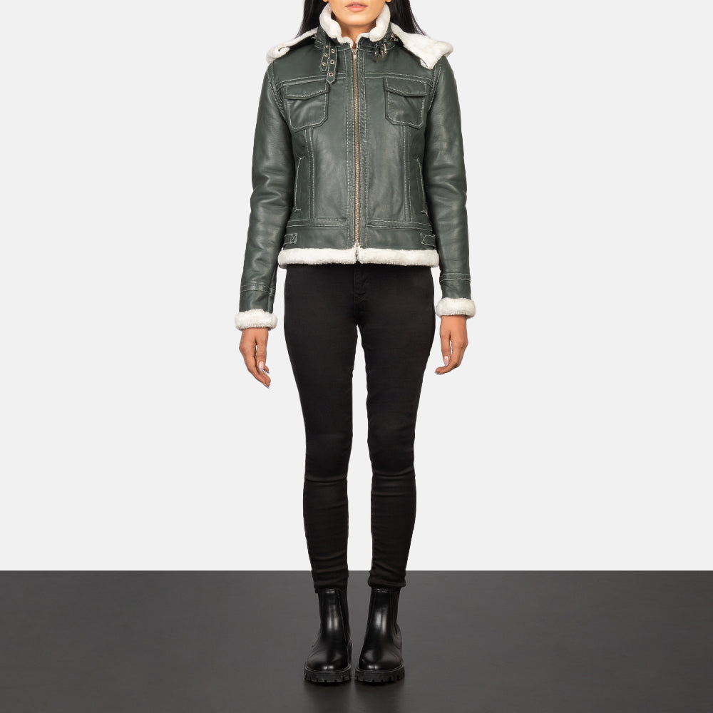 Fiona Hooded Shearling Leather Jacket