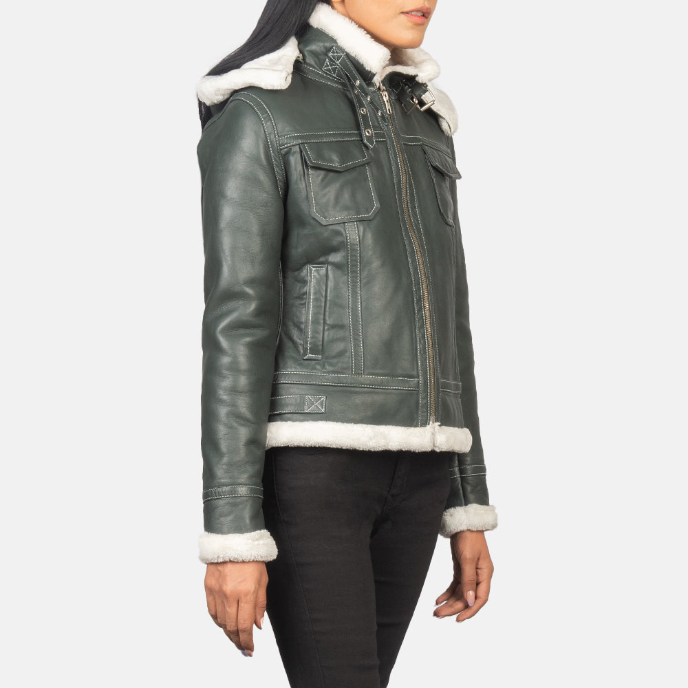 Fiona Hooded Shearling Leather Jacket