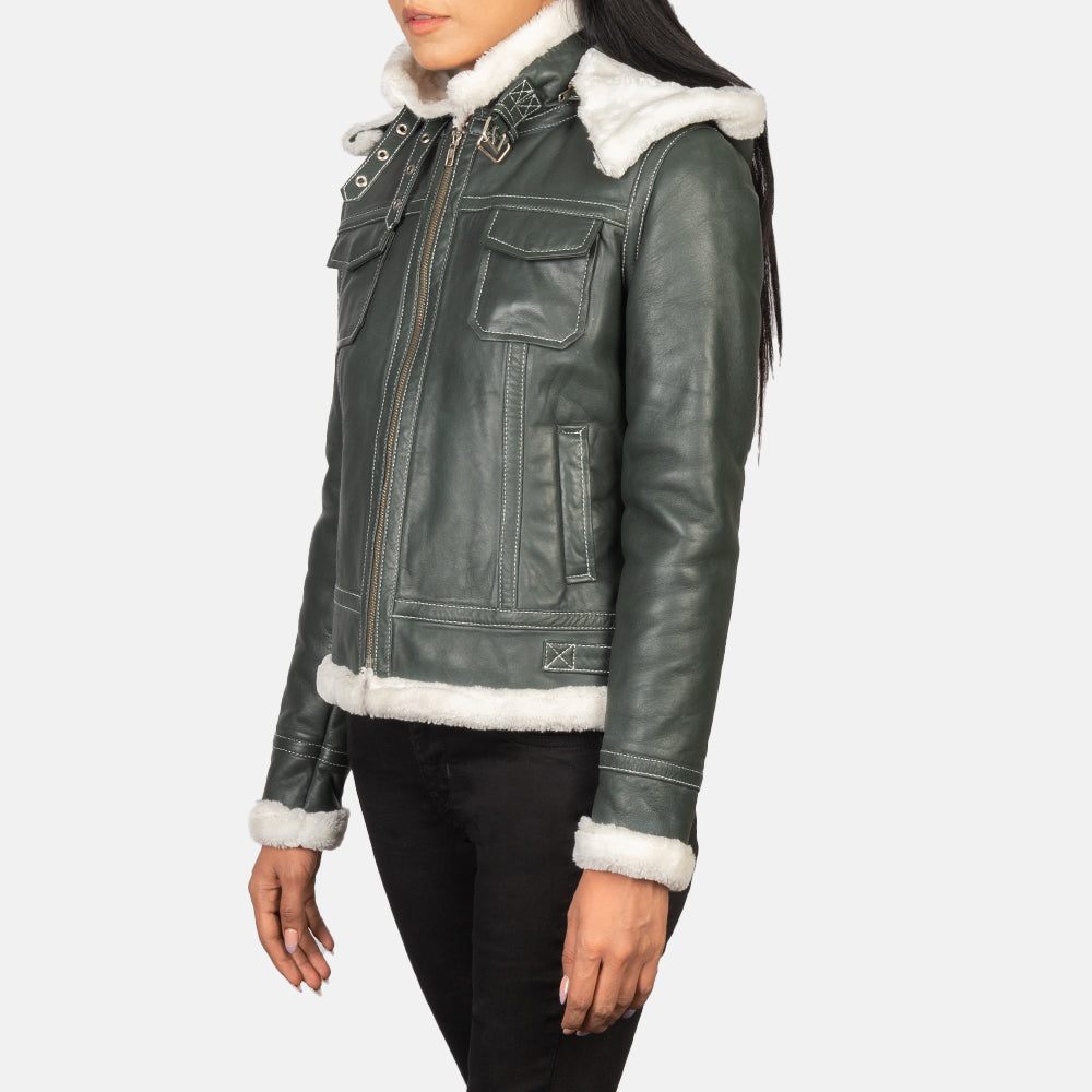 Fiona Hooded Shearling Leather Jacket