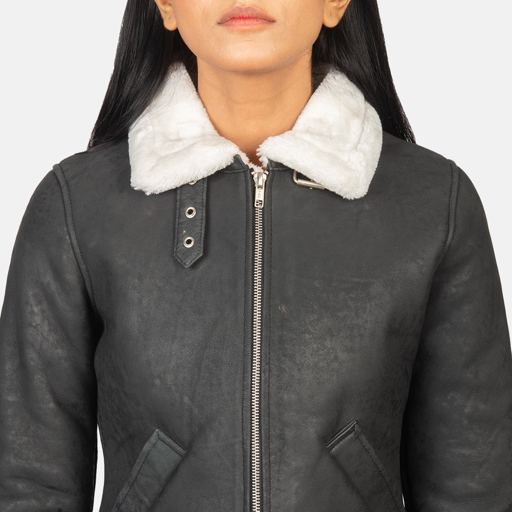 Sherilyn B-3 Distressed Brown Leather Bomber Jacket