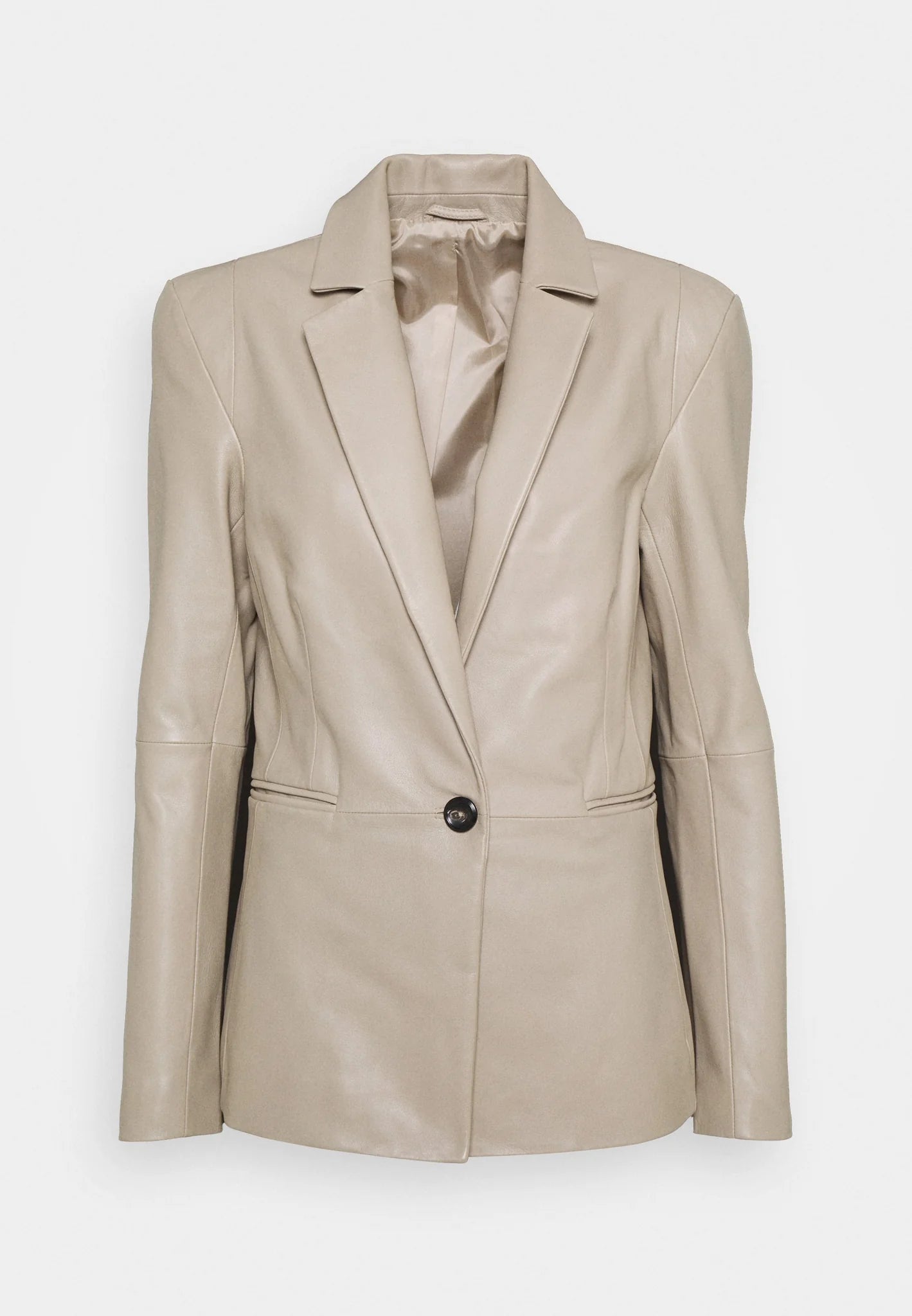 Women’s Classic Beige Sheepskin Leather Blazer