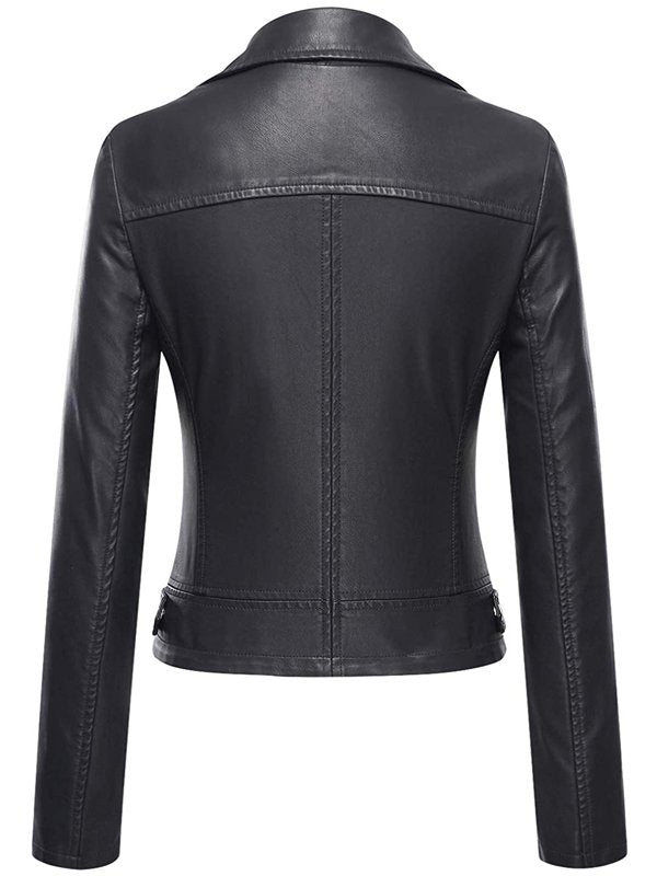 MOTORCYCLE BLACK LEATHER JACKET WOMEN