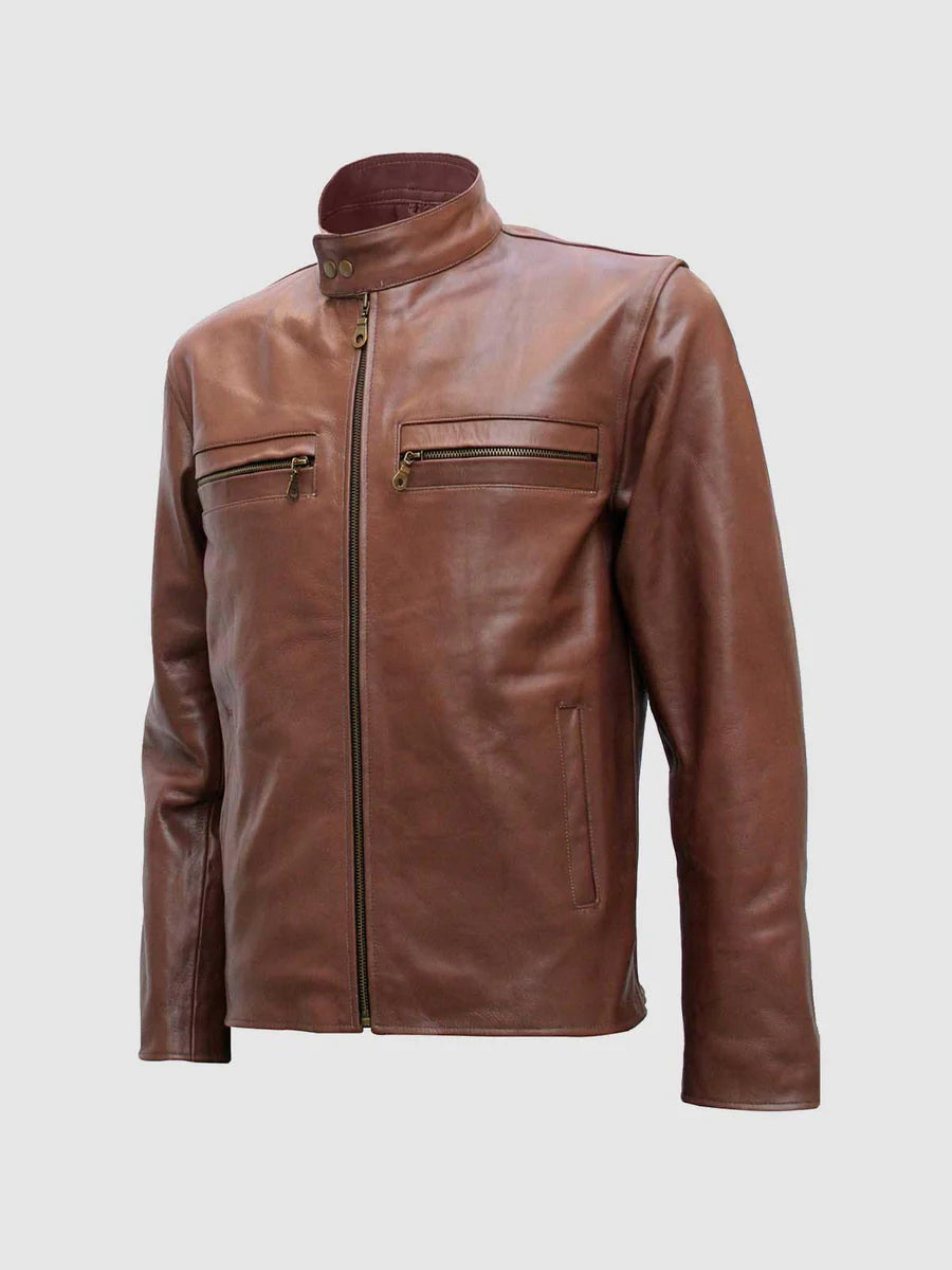 LIGHT BROWN LEATHER JACKET