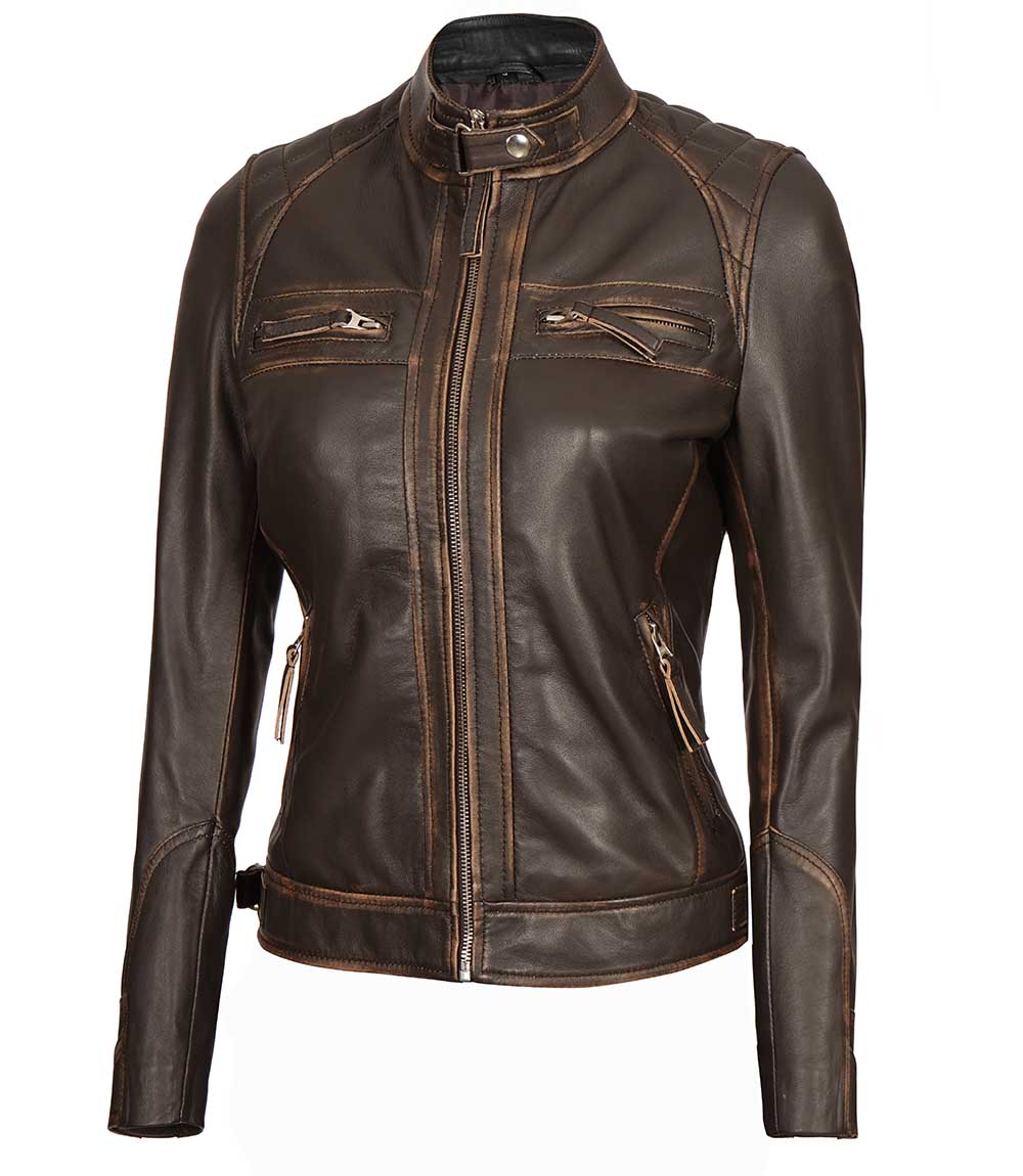 Women's Rub Off Dark Brown Quilted Leather