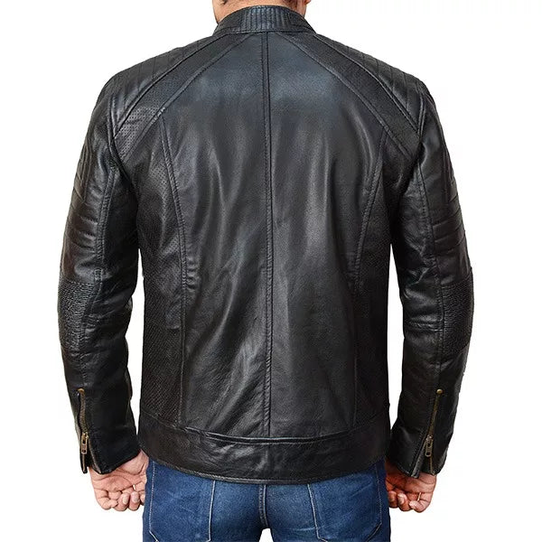 Cafe Racer Lambskin Leather Jacket