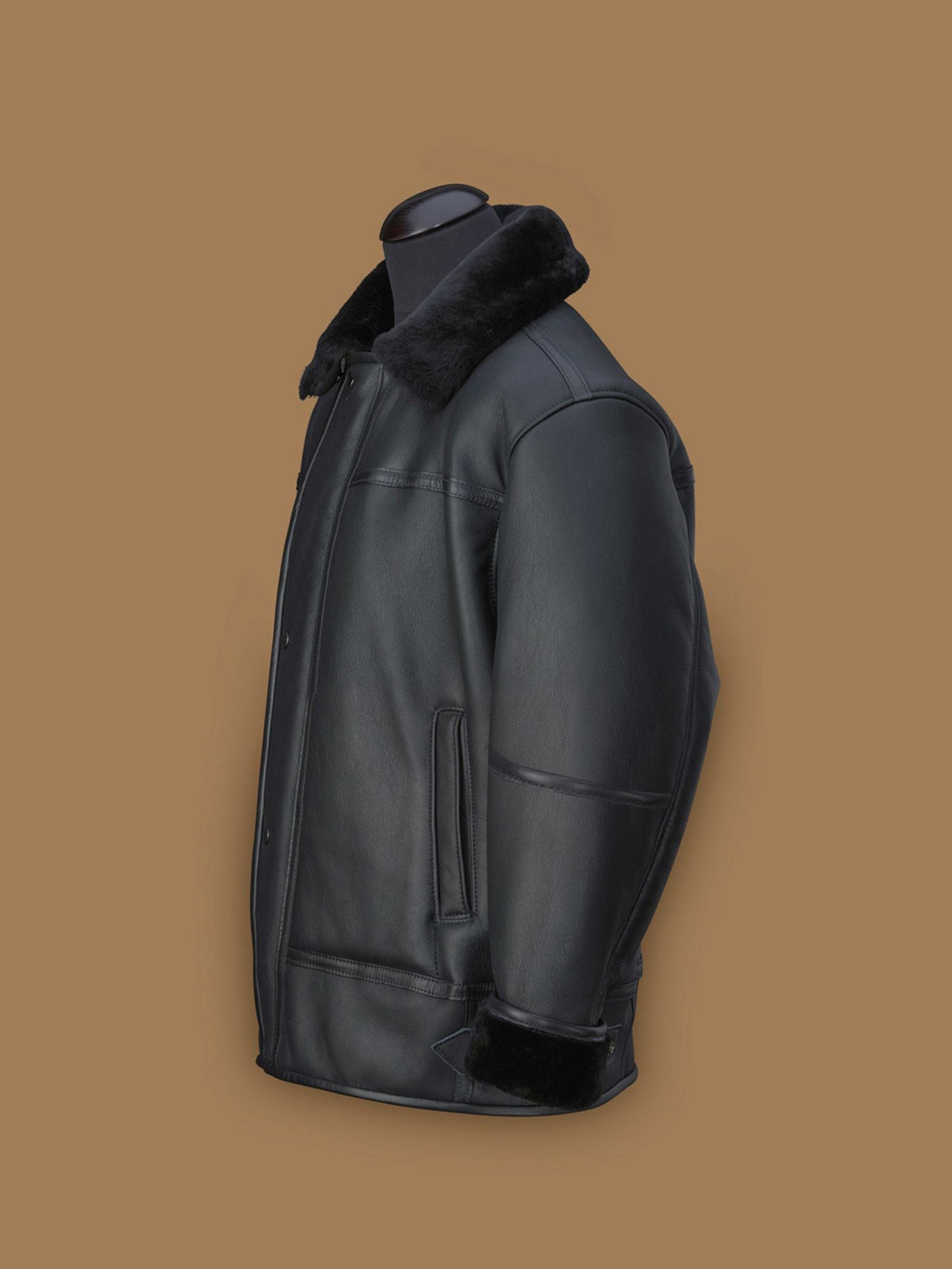 Men Black Aircraft Shearling Jacket