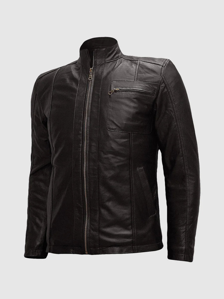 DARK BROWN LEATHER JACKET