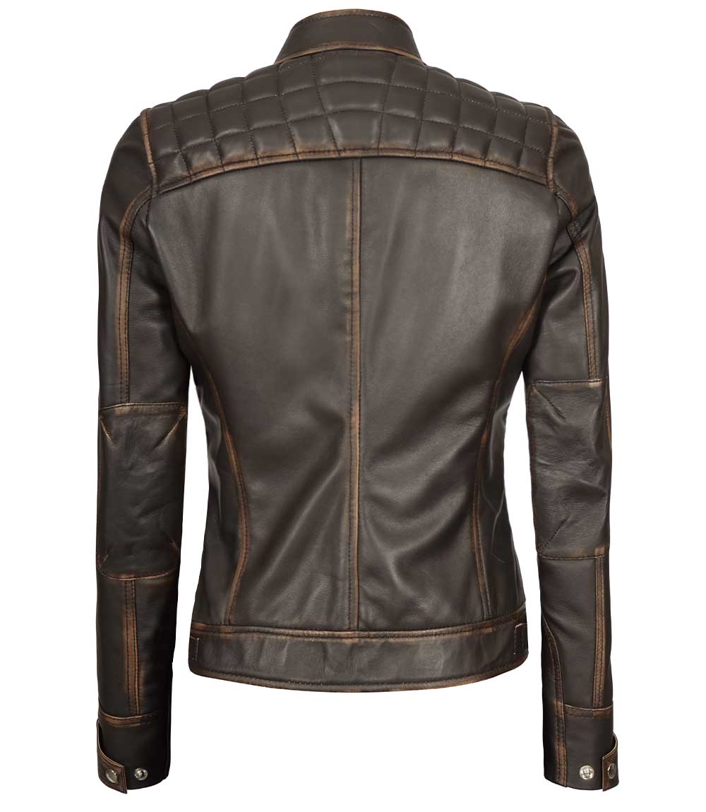 Women's Rub Off Dark Brown Quilted Leather